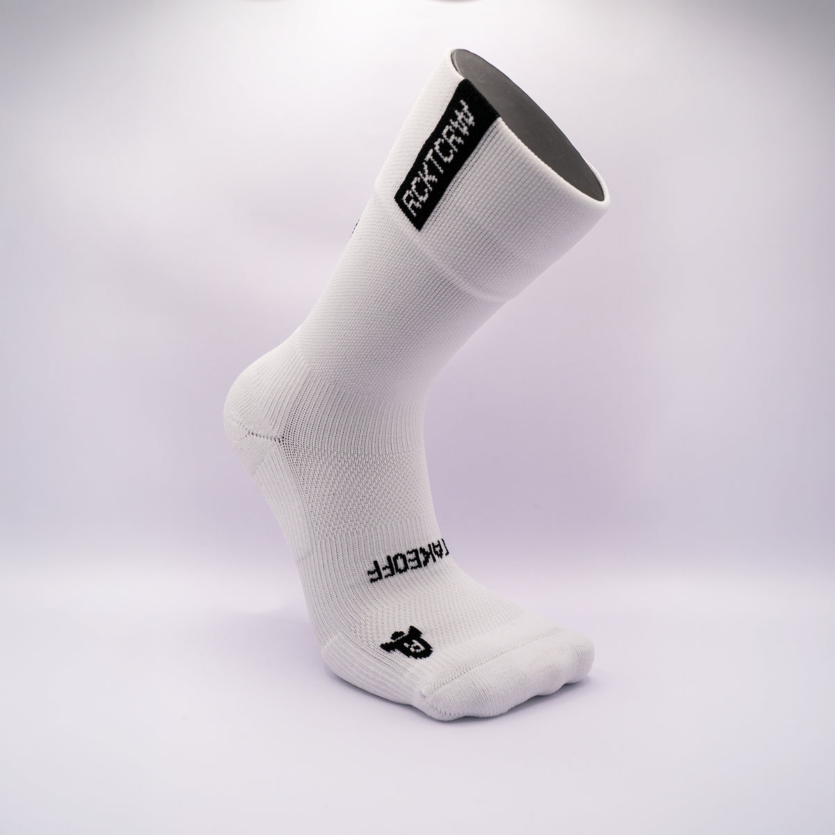 RCKT Signature White Laufsocken – „READY FOR TAKEOFF“ auf dem Spann