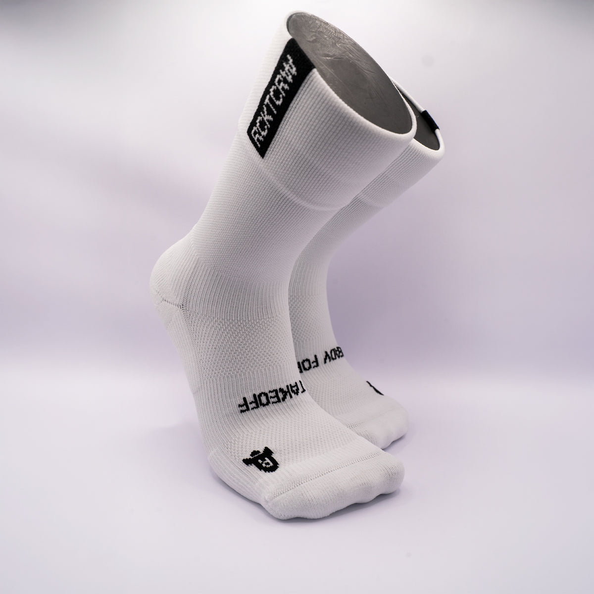 RCKTCRW Signature White – minimalistische Laufsocken